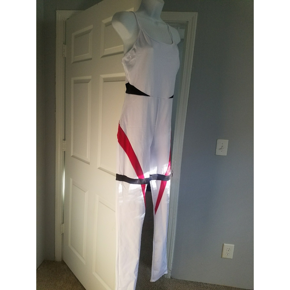 White with Red & Black Jumpsuit